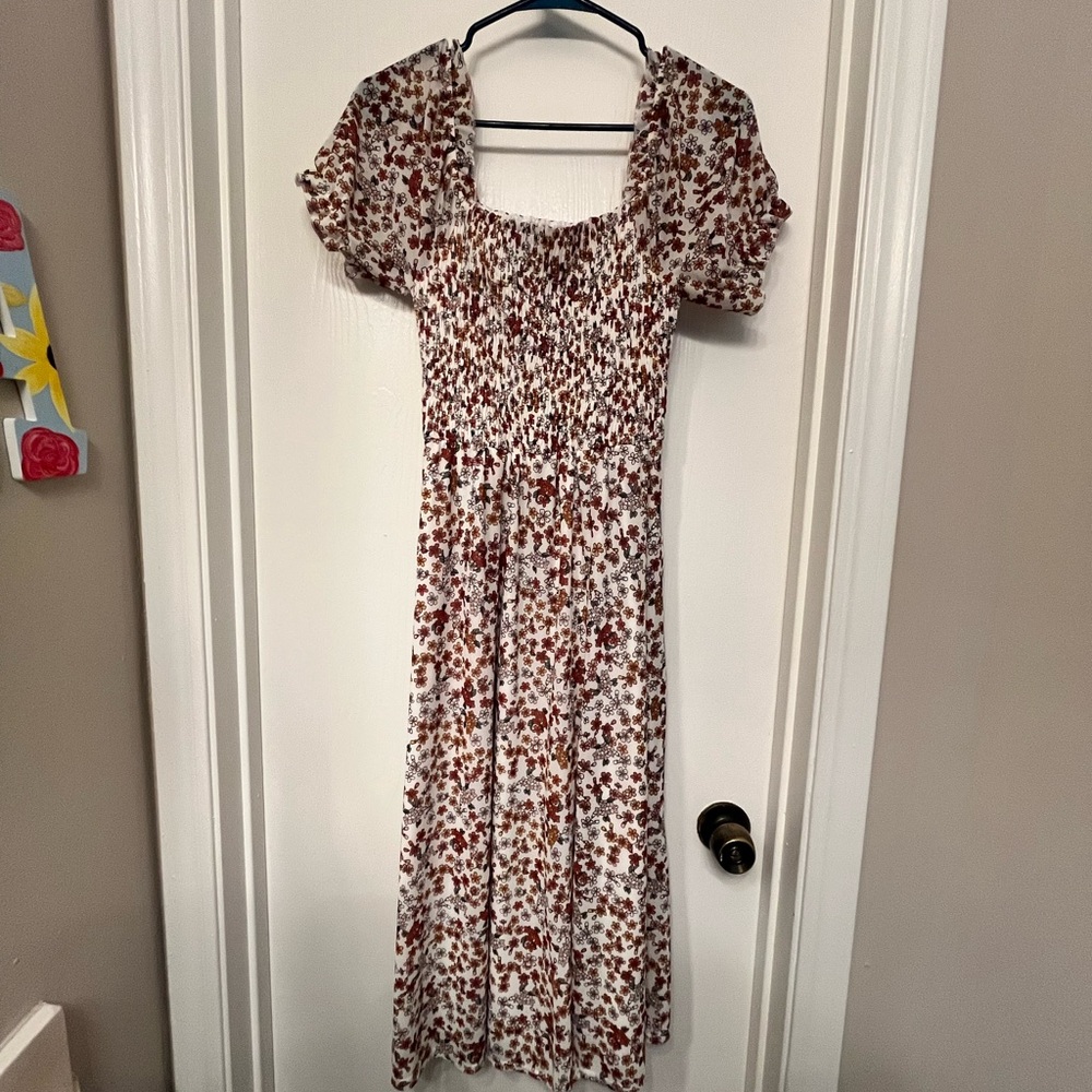 Floral Smocked Midi Dress